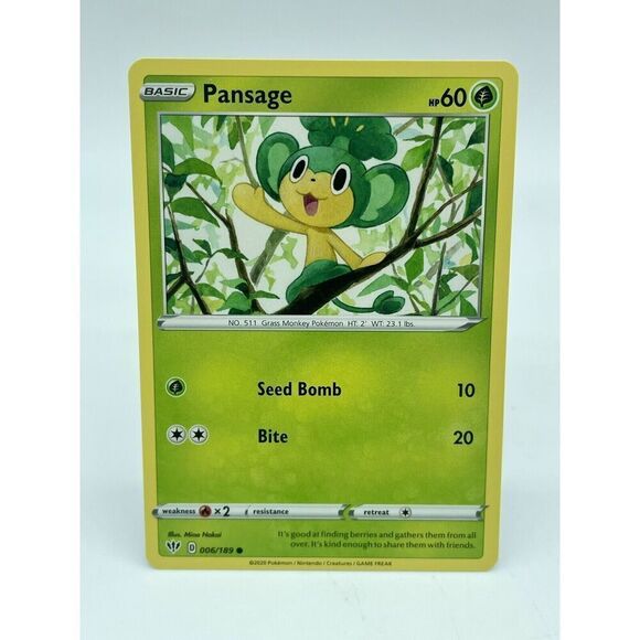 Pansage‎ 006/189 Darkness Ablaze Non-Holo Pokemon TCG Mint Unplayed - Picture 1 of 6